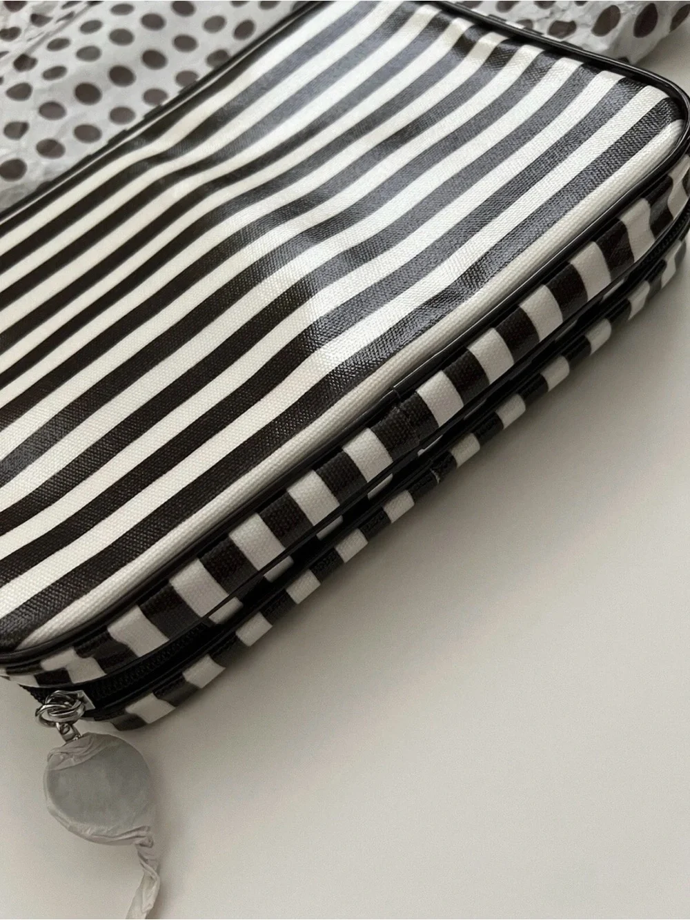 Henri Bendel Brown & White centenial Stripe Cosmetic/brush Case